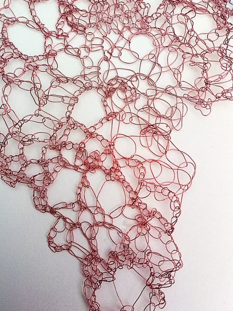 Wire Crochet Sculpture, Crocheting With Wire, Textile Crochet, Freehand Crochet, Crochet With Wire, Abstract Crochet, Crochet Textiles, Crochet Painting, Wire Patterns