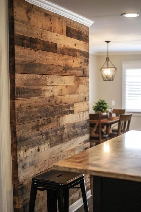 "Create a stunning focal point with a DIY Pallet Wood Accent Wall! 🛠️🪵 Perfect for adding character and a handcrafted touch to your home. 🌟✨ #AccentWallIdeas #PalletDecor #DIYHome" Pallet Accent Wall, Wood Accent Wall, Pallet Decor, Wood Accent, Diy Pallet, Pallet Wood, Furniture Makeover Diy, Pallet Diy, Wood Pallets