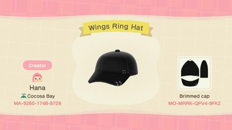 Acnh Dress, Animal Crossing Music, Animal Crossing Custom Designs, Acnh Codes, Animal Crossing Qr Codes Clothes, Qr Codes Animal Crossing, New Animal Crossing, Black Clothing, Hat Ideas