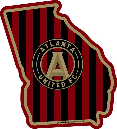 Show your love for the Atlanta United FC with this Atlanta United FC Sticker. Or, you can buy 2 for a heavy discount and share one with a friend. This was completed in a joint effort between Heart Sticker Co. and the Atlanta United FC. Atlanta United Logo, Red Violet Hair, Atlanta Art, Golden Spike, Atlanta United Fc, Atlanta United, Violet Hair, Infused Water Bottle, Bear Tattoo