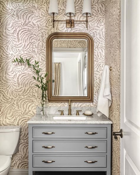 powder room • Instagram Classic Powder Room, Powder Room Wallpaper, Powder Rooms, Half Bath, Powder Room, Design Company, Interior Details, Love A, Kitchen Remodel