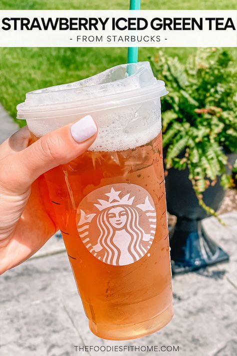 Iced Green Tea Lemonade Starbucks, Starbucks Drinks With Green Tea, Matcha Green Tea Lemonade, Green Tea Starbucks Drinks Healthy, Healthy Starbucks Tea Drinks, Green Tea Refresher Starbucks, Starbucks Teas Recipes, Starbucks Iced Tea Drinks Recipe, Strawberry Tea Starbucks