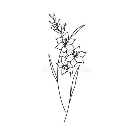 Gladiolus Drawing Simple, Gladiolus Flower Drawing Simple, Gladiolus Tattoo Simple, Gladiolus Tattoo Design, Gladiolus Drawing, Gladiolus Flower Drawing, Gladiolas Tattoo, Poppy Flower Tattoo Small, Gladiolus Flower Tattoo