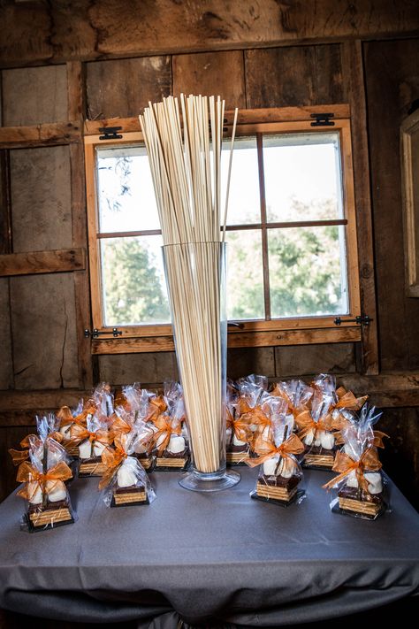 Smores Display, Smores Table, Smores Bar Party, Smores Wedding, Smores Wedding Favors, Smores Favors, Bonfire Wedding, Indoor Smores, Smores Sticks