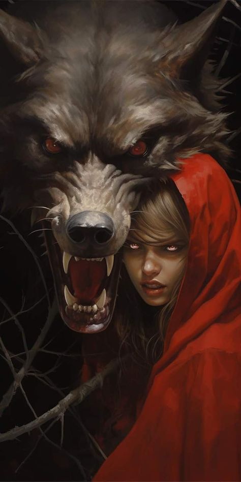 Scary Wolf, Werewolf Drawing, Red Riding Hood Wolf, Red Riding Hood Art, Shadow Wolf, Dark Beauty Photography, Wolves And Women, Werewolf Art, Gothic Fantasy Art