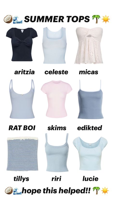 where to buy some cute summer tops <3 Where To Get Summer Tops, Where To Get Cute Tops, Where To Get Cute Clothes, Tops Online Shopping, Cute Summer Tops, Best Tank Tops, Cute Preppy Outfits, Fit Check, Preppy Outfits