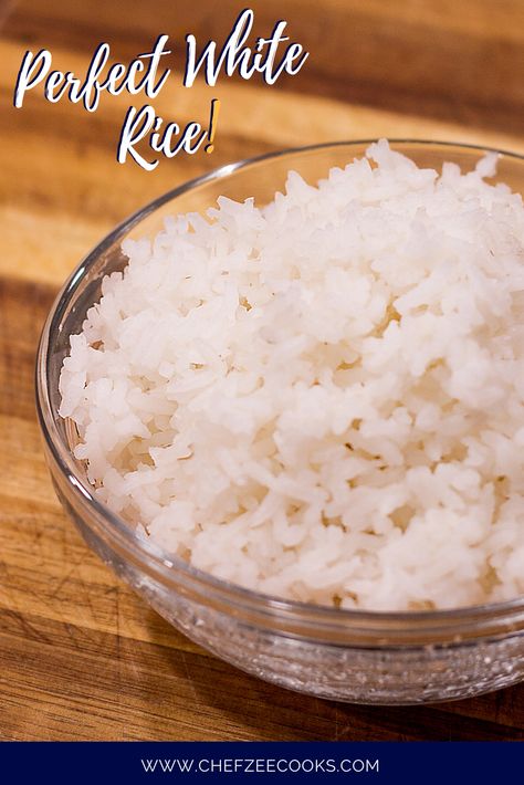 The Perfect White Rice is easy to make but it's all about mastering the tricks to get it right each and every single time! Follow my tried and true steps and you'll nail this classic dish in no time! #ChefZeeCooks #WhiteRice #CookingTips #ArrozBlanco Rice In Microwave, Healthy White Rice, Creamy Parmesan Rice, Perfect White Rice, Mexican Rice Easy, Rice On The Stove, White Rice Recipes, Cook Rice, Rice Side