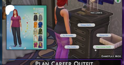 Plan Career Outfit - 3.0.0 | Patreon Sims 4 Fashion Designer Career, Career Outfits, Outfit Plan, Painted Clothes, Sims 4 Custom Content, Work Attire, Going To Work, Try On, Sims 4