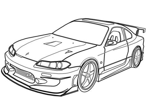 Gtr Drawing, Race Car Coloring Pages, Nissan S15, Silvia S15, Cool Car Drawings, Truck Coloring Pages, Cars Coloring Pages, Nissan Silvia, Car Sketch