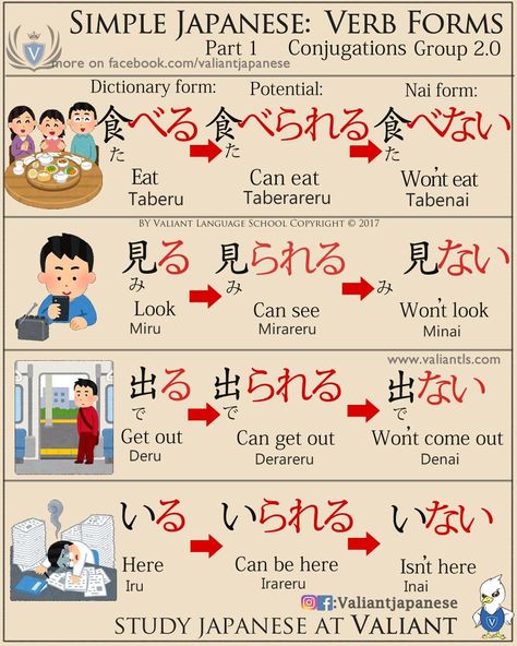 Simple Japanese: Verbs Japanese Verb Forms, Japanese Verbs, Japan Facts, Learn Japan, Materi Bahasa Jepang, Verb Conjugation, Japanese Language Lessons, Basic Japanese Words, Verb Forms