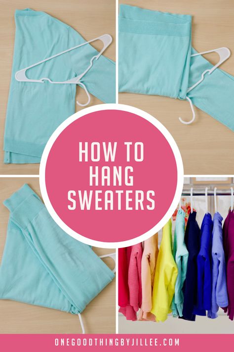 So long, shoulder bumps and stretched-out sleeves—hanging your sweaters like this perfectly preserves their shape. Folding Washcloths, Hanging Sweaters, Sweater Hangers, Hang Sweaters, Sweater Storage, Queen Bedspread, Linen Closet Organization, Clothes Organization Diy, How To Hang