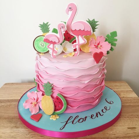 Birthday Cake Flamingo Theme, Pink Tropical Birthday Cake, Flamingo Theme Cake 1st Birthdays, Pink Pool Birthday Party Ideas, Flamingo Birthday Cake Simple, Flamingo Cakes Birthday, Pink Flamingo Cake Ideas, Flamingo Tropical Cake, Pink Theme Birthday Cake