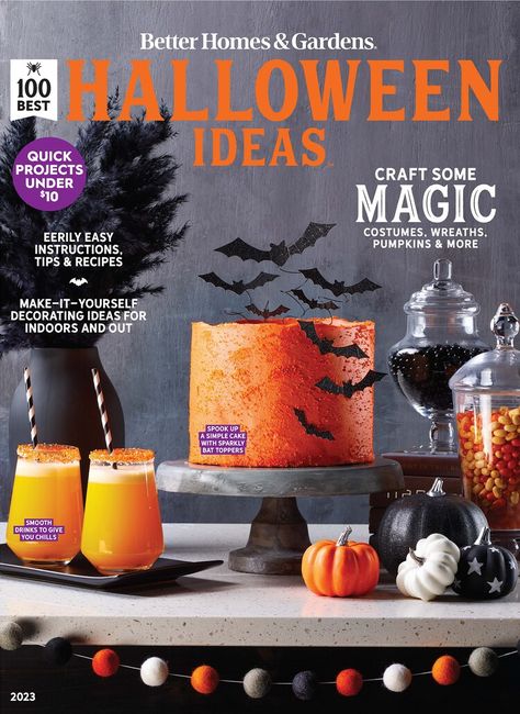 Better Homes & Gardens 100 Best Halloween Ideas 2023 Electronic Journal, Pumpkin Carving Designs, Halloween Candy Bags, Party Menu, Easy Pumpkin, Pumpkin Design, Candy Bags, Easy Cake, Halloween Candy