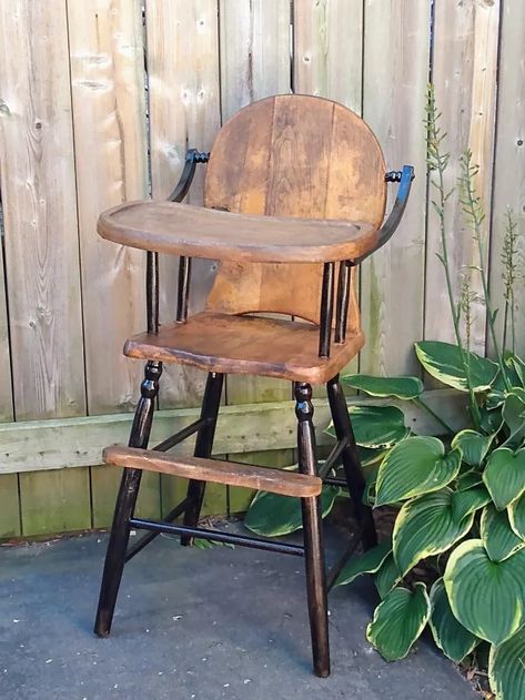 10 Furniture Makeovers We're So Glad Weren't Painted | Hometalk Hanger Hacks, Updated Furniture, Antique High Chairs, Wood High Chairs, Vintage High Chairs, Wooden High Chair, Wooden High Chairs, Chair Redo, Dixie Belle Paint Company