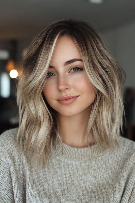 Blonde Foils Short Hair, Dark Blonde Long Bob, Balayage Short Hair Blonde, Short Blond Haircut, Bronde Balayage Short Hair, Short Hair Blonde Highlights, Blonde Bob Straight, Blonde Balayage Short Hair, Blonde Root Smudge