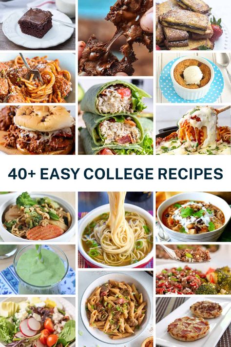 Simple Recipes For College Students, Easy Dinner College Student, College Meal Ideas, College Cooking Recipes, Cheap College Meals, Easy Student Meals, College Dinners, Healthy College Meals, Pioneer Recipes