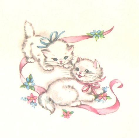 Fashion Printables, Kittens Vintage, Kitten Drawing, Vintage Drawing, Cat Icon, Retro Cats, Cat Graphic, Cats Illustration, Christmas Postcard