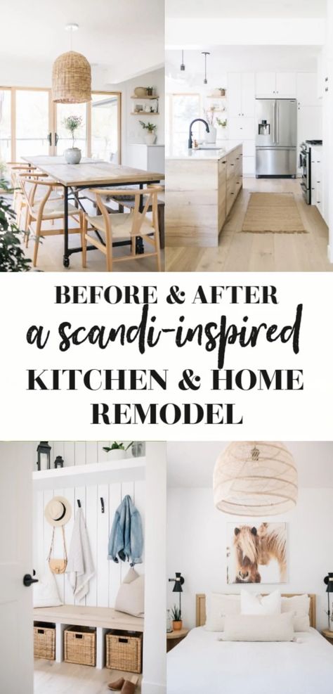 Beach Renovation Ideas, Scandinavian Interior On A Budget, Modern Scandinavian Farmhouse Kitchen, Coastal Scandinavian Living Room, Costal Scandi House, Ikea Coastal Kitchen, Scandinavian Kitchen And Living Room, Townhouse Remodel Ideas, Scandinavian Modern Farmhouse Interiors