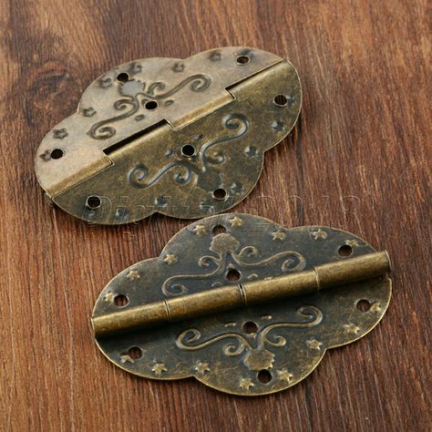 Features:  100% Brand new.  Durable and easy to install  Nice decorative hinges.  Perfect for vintage wooden box, toolbox, cabinet, cupboard, etc.  An ideal hardware for home, office, shop, and so on. Material:Iron  Size: approx.69*53mm/2.72"*2.09"  Color: Antique Bronze   Package list:  2 x Hinges  16 x Screws Notice:  1.We also sell other home art/jewelry box fittings,if you need,please patronize our store, thank you!  2.Size for manual measurement, there may be a 0 to 3 mm error, belongs to t Drawer Decor, Decorative Hinges, Box Cabinet, Cupboard Cabinet, Rustic Hardware, Hinges For Cabinets, Vintage Boxes Wooden, Iron Hardware, Wood Pallet Projects