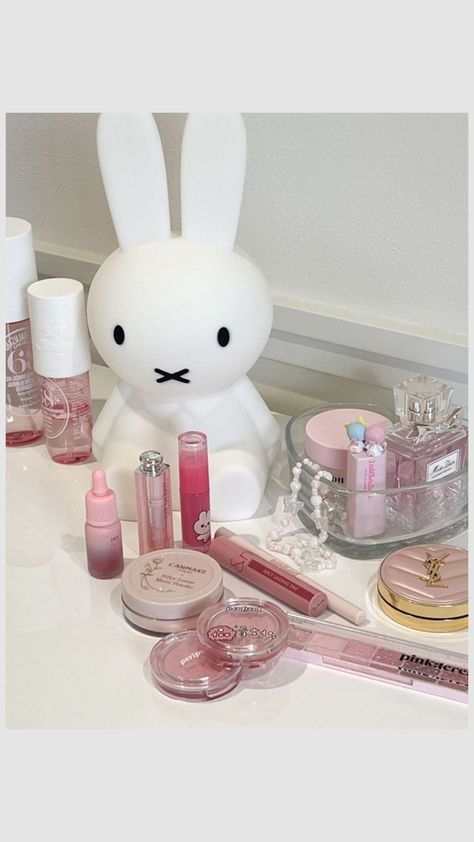 Canmake Aesthetic, Makeup Stuff Aesthetic, Miffy Lamp Aesthetic, Aesthetic Makeup And Skincare, Romand X Sanrio, Random Pink Aesthetic, Pink Stuff Aesthetic, Make Up Aesthetic Beauty Products, Miffy Makeup