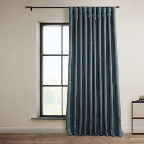 Now you don?t have to decide between casual elegance and practicality. With our Faux Linen Blackout curtains, you can have it all. The face fabric is our easy care Faux Linen in a host of great colors, from darks like Cardinal Red and Dark Gravel to lights like Birch and Oyster - Reverie Blue 50 In. x 96 In. Faux Linen Extra Wide Room Darkening Single Curtain - Top Pocket Construction: Rod Pocket Back Tab - 100% Polyester | Unlined - 3 In. Pole Pocket with Hook Belt and Back Tabs - Weighted Hem Extra Wide Curtains, Linen Room, Linen Blackout Curtains, Contemporary Curtains, Half Price Drapes, Curtains For Bedroom, Darkening Curtains, Room Darkening Curtains, Linen Curtains