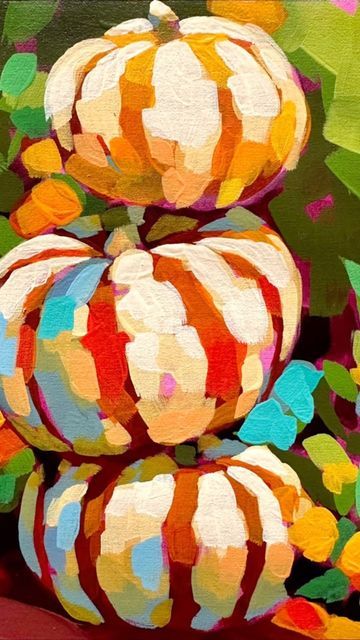 Pumpkin Acrylic Painting Ideas, Painting Of A Pumpkin, Fall Abstract Art, Ali Kay Art, Collage Pumpkin, Me As A Painting, Fall Art Work, Painting Of Food, Thanksgiving Paintings