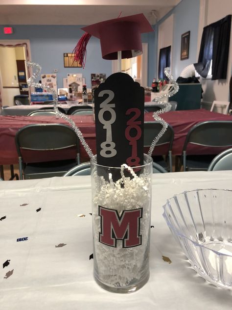 Graduation party centerpiece College Theme, Graduation Table Centerpieces, Graduation Party Table, Teacher Party, Graduation Centerpiece, Graduation Tables, Graduation Party Centerpieces, Graduation Party Themes, Graduation Party Planning