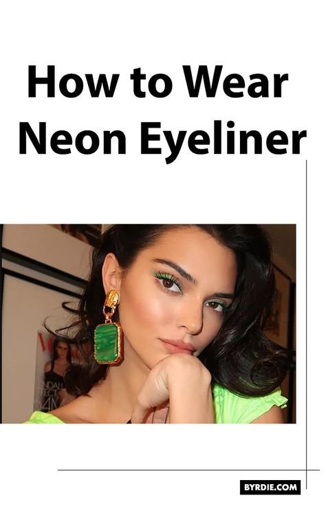 Subtle Neon Makeup, Color Liquid Eyeliner Looks, Simple Neon Makeup, Neon Eyeliner Looks, Neon Eyeliner, Color Eyeliner, Best Eye Primer, Eyeliner Application, Eyeliner Techniques