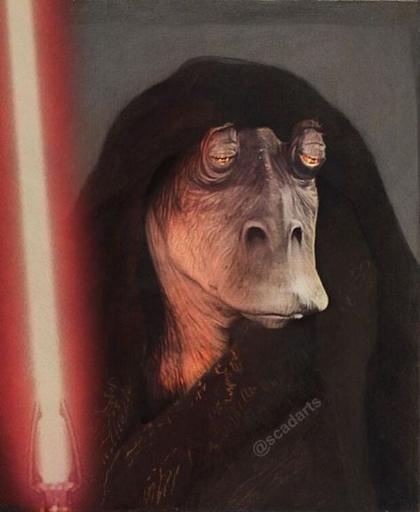 Jar Jar Binks Replaces the Subject in Fine Art Paintings Darth Jar Jar, Jarjar Binks, Star Wars Jar Jar, Jar Jar Binks, The Millennium Falcon, Star Wars Character, Star Wars Anakin, Star Wars Pictures, Millennium Falcon