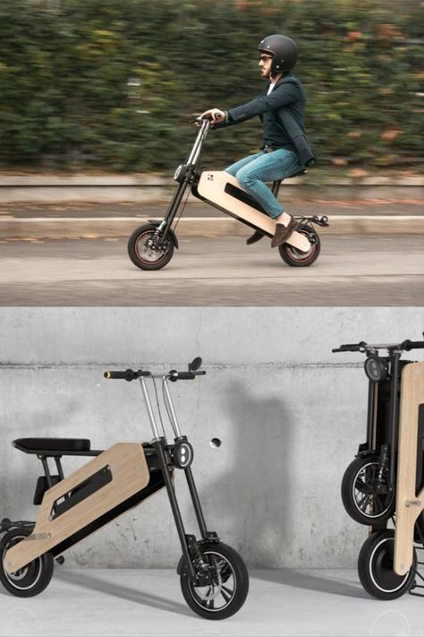 ToMove’s bamboo-bodied ‘Tom’ electric foldable scooter Electric Skateboard Kit, Mini Motorbike, Bike Technology, Electric Scooter Design, Foldable Electric Bike, E Bicycle, Electric Moped, Foldable Bikes, Scooter Design