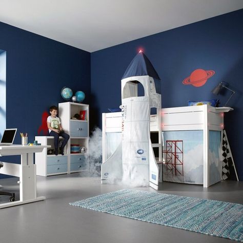 Discovery Space Rocket Bed by Lifetime #bed, #children, #rocket Rocket Bed, Childrens Cabin Beds, Themed Bedroom Ideas, Kids Bed Design, Space Themed Room, Don Pedro, Space Themed Bedroom, Small Space Decorating, Cabin Bed