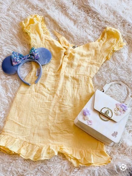 Yellow dress, loungefly, beauty and the beast, Belle outfit idea Yellow Disney Outfit, Beauty And The Beast Disney Outfit, Belle Disney Bound, Belle Disney Outfit, Belle Outfit Ideas Disney, Belle Inspired Outfits, Belle Disneybound, Be Our Guest Disney, Disney Parks Outfits