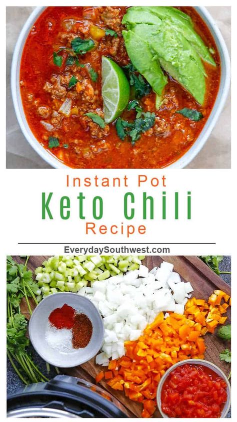 Chili Recipe No Beans, Instant Pot Chili Recipe, Beanless Chili, Instant Pot Chili, Keto Instant Pot, Keto Chili, Recipe Low Carb, Pepper Soup, Stuffed Pepper