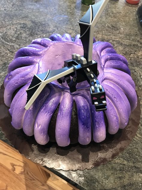 https://flic.kr/p/RpDv8Y | Minecraft party | Nothing Bundt Cake transformed into a Nether Portal.. watch our for the Ender Dragon Minecraft Ender Dragon Cake, Ender Dragon Cake, Birthday Cake Minecraft, Diy Party Themes, The Ender Dragon, Minecraft Plush, Dragon Birthday Cakes, Minecraft Bday, Nether Portal