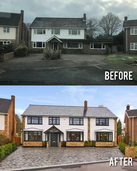 House Exterior Before And After, Before After Design, 1960s House, Property Renovation, House Makeovers, New Staircase, Residential Building Design, Dream Life House, Brick Exterior House