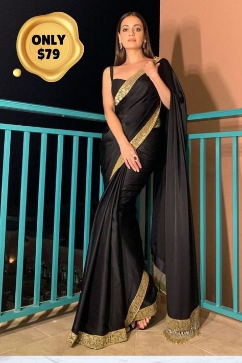 💖 Modern & Beautiful Diya Mirza Saree at Just $79.00 NZD 💖 Shop Online at https://bit.ly/3Ml5vG0 🙏 Black Saree Designs, Wedding Dress Gothic, Diya Mirza, Black Wedding Dress Gothic, Formal Saree, Sarees For Girls, Dia Mirza, Traditional Blouse Designs, Desi Fits