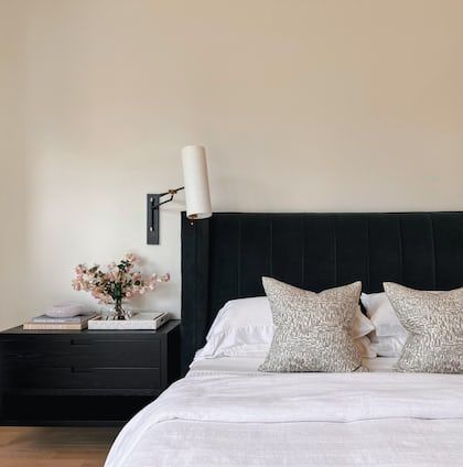 Free Cushion Image on Unsplash Unique Nightstand Ideas, Ashley Stark, Black And White Models, Unique Nightstand, Large Modern Wall Art, Scott Living, Beige Bedroom, Exterior Wall Light, Neutral Interiors