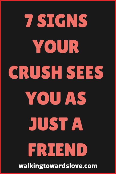 Getting friend-zoned by your crush can be disheartening. Understanding the reasons behind this can help you navigate your feelings and decide your next steps. Here are seven reasons your crush might have friend-zoned you. 1. Lack of Clear Signals One of the main reasons your crush might have friend-zoned you is the lack of clear Getting Rejected By Crush, Work Crush, Truth Or Dare Questions, When Your Crush, Woman Happy, Love Articles, Relationship Questions, Supportive Friends, A Crush