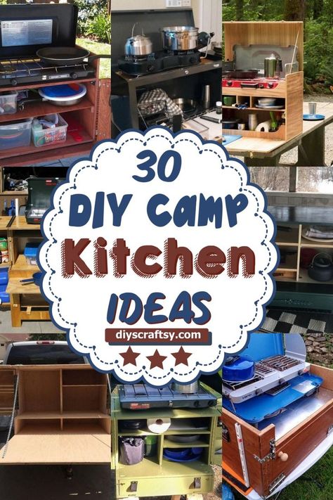 DIY Camp Kitchen Ideas Camp Kitchen Diy, Camp Kitchen Box Plans, Camp Kitchen Ideas, Diy Camp Kitchen, Camping Kitchen Set Up, Chuck Box Plans, Camp Kitchen Chuck Box, Portable Camp Kitchen, Camping Chuck Box