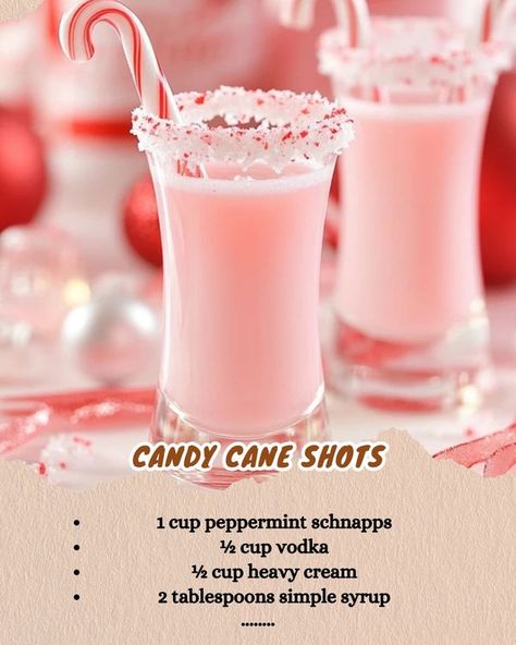 Candy Cane Shots Recipe, Peppermint Schnapps, Shot Recipes, Alcohol Drinks, Adult Beverages, Adult Drinks, Candy Canes, Simple Syrup, Heavy Cream