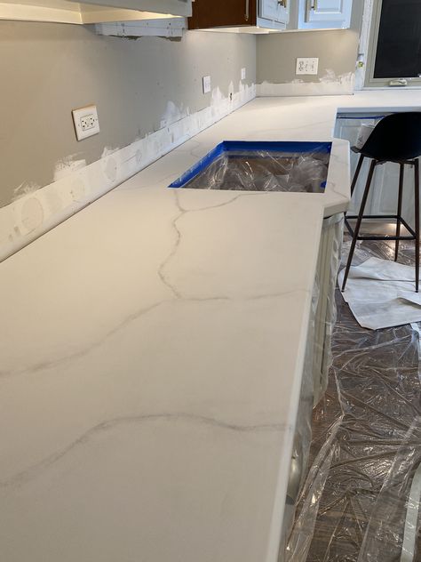 Painted Quartz Countertops, Epoxy White Countertops, Marble Slabs, White Epoxy Countertop, Grey Marble Countertops, Faux Granite Countertops, Faux Marble Countertop, Faux Granite, Diy Kitchen Countertops