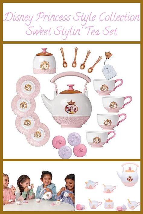 Children's Tea set for 4, for girls who love Disney Princess Disney Princess Tea Set, Disney Princess Style, Elegant Tea Party, Popular Toys For Boys, Love Disney, Princess Style, Tea Pot, Age 3, Tea Bag