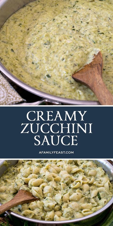 Creamy Zucchini Sauce - A Family Feast® Zucchini Sauce, Garden Zucchini, Creamy Zucchini, Resep Pasta, Sommer Mad, Zucchini Lasagna, Zucchini Fritters, Family Feast, Garden Recipes