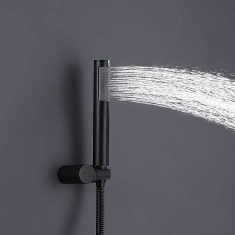 Selected Black Shower System For Bathroom With 3-Cross HandleShower Faucet ，10-Inch Round Rainfall Shower &Handheld Spray Wall Mount Shower , & Reviews | Wayfair Air Energy, Bathtub Shower Doors, Adjustable Shower Head, Spa Shower, Shower Faucet Sets, Remodel Bathroom, Rainfall Shower Head, Acrylic Bathtub, Black Shower