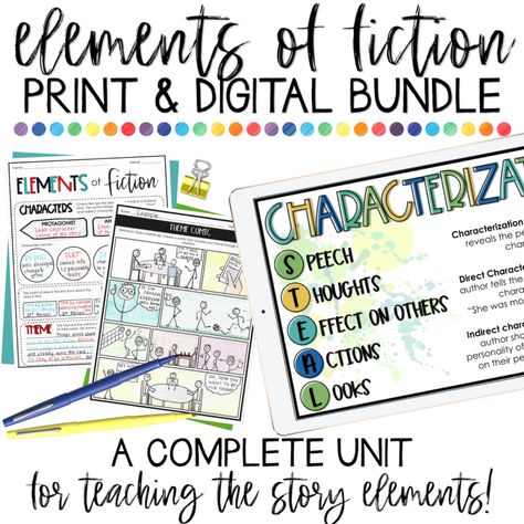 How to Teach the Elements of Fiction | A Story Element Unit Character Analysis Activities, Teaching Story Elements, Story Elements Activities, Elements Of Fiction, Unit Planning, Elements Of Literature, Fiction Story, Creative Writing Activities, Literary Elements