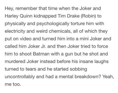 Joker Jr Tim Drake, Tim Drake Joker Jr, Joker Junior Tim Drake, Tim Drake Headcanon, Joker Jr, Tim Drake Joker, Tim Drake Red Robin, Batfamily Funny, Wayne Family