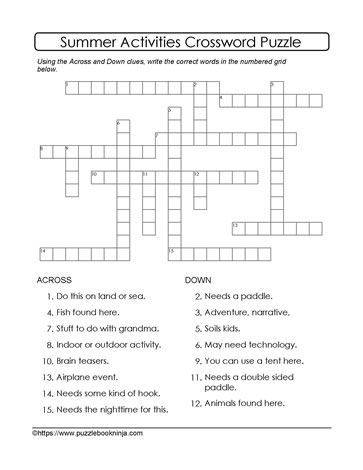 Summer Activities Crossword Puzzle Summer Crossword Puzzle, Summer Crossword, Summer Puzzle, July Activities, 5th Grade Worksheets, Printable Puzzles For Kids, Summer Printables, English Worksheets For Kids, Wh Questions