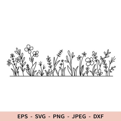 Wildflowers Svg Free, Hello Kitty Clipart Free Printable, Wildflower Outline, Plant Doodles, Free Printable Clip Art, Hello Kitty Clipart, Wildflower Svg, Clipart Letters, Clip Art Frames Borders