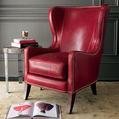 traditional chairs by Horchow Red Leather Chair, Red Chair, Traditional Chairs, Wing Chair, Leather Recliner, Comfy Chairs, Leather Furniture, Wingback Chair, Leather Chair