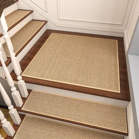 PRICES MAY VARY. 【 Rubber Backing Stair Treads】Because it’s sturdy non-adhesive anti-slip luxury rubber backing. You don’t need to purchase another tape for the carpet stair treads for your kids, elderly parents, and pets. It can stick to wooden, tile, and marble surfaces tightly, stair treads stay put and stay in place 【Residue Free】Unlike adhesive tapes, the rubber backing stair treads won’t cause damage to the surface when you try to remove them. No extra steps to place the carpet for the sta Wood Stair Treads, Stairs Renovation, Carpet Stair Treads, Stair Tread Rugs, Stair Mats, Stair Landing, Wooden Steps, Diy Stairs, Wood Stairs